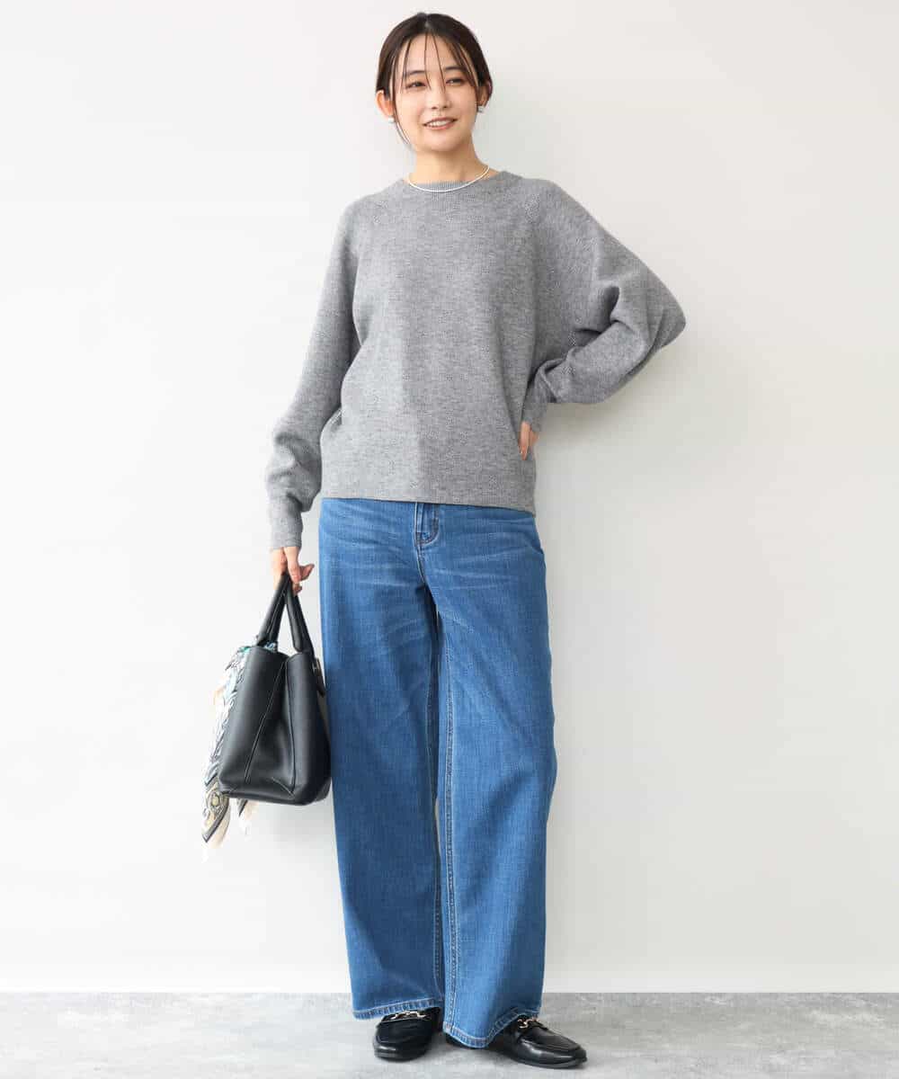 FKFDG67150 MK MICHEL KLEIN(MK ミッシェルクラン) [洗える]片畦編みラグランスリーブニット アイボリー