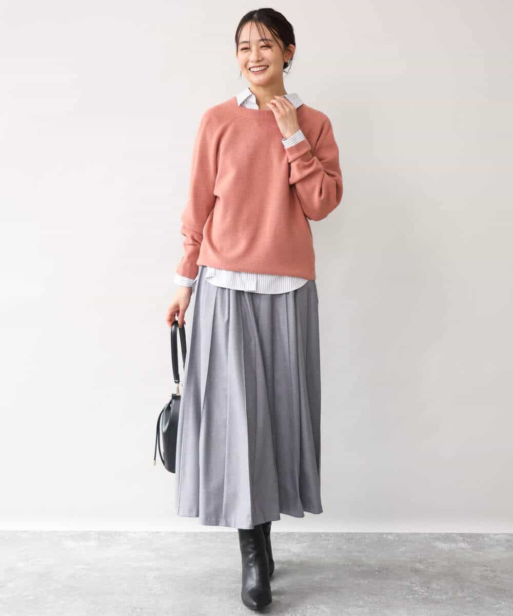 FKFDG67150 MK MICHEL KLEIN(MK ミッシェルクラン) [洗える]片畦編みラグランスリーブニット アイボリー