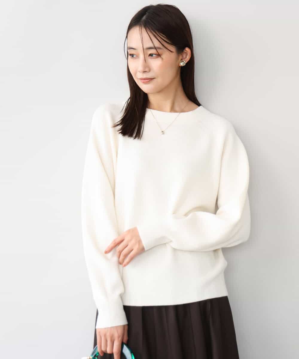 FKFDG67150 MK MICHEL KLEIN(MK ミッシェルクラン) [洗える]片畦編みラグランスリーブニット アイボリー