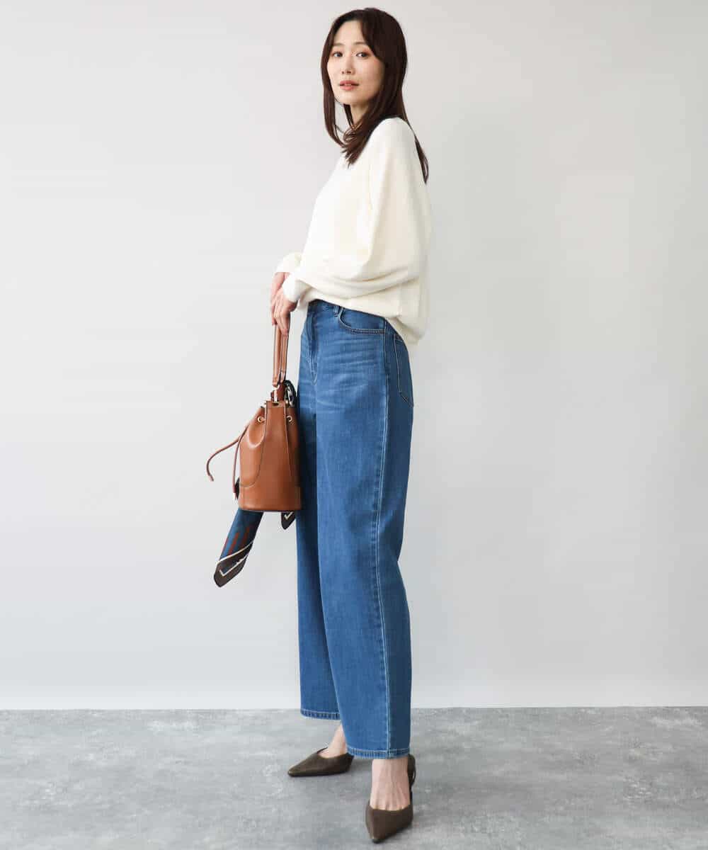 FKFDG67150 MK MICHEL KLEIN(MK ミッシェルクラン) [洗える]片畦編みラグランスリーブニット アイボリー
