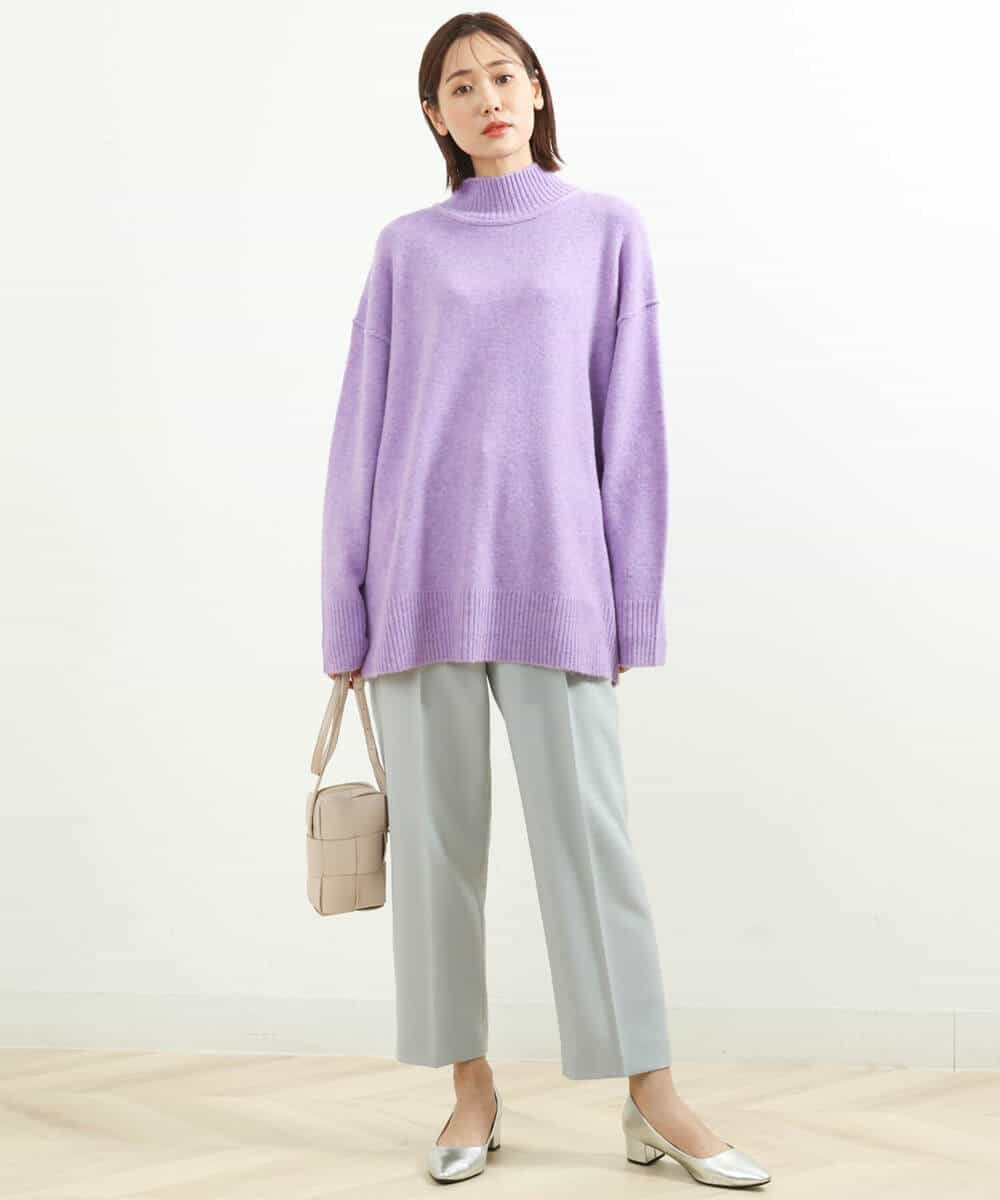 FKFDS08150 MK MICHEL KLEIN(MK ミッシェルクラン) ミドルゲージハイネックニット/洗える ミント