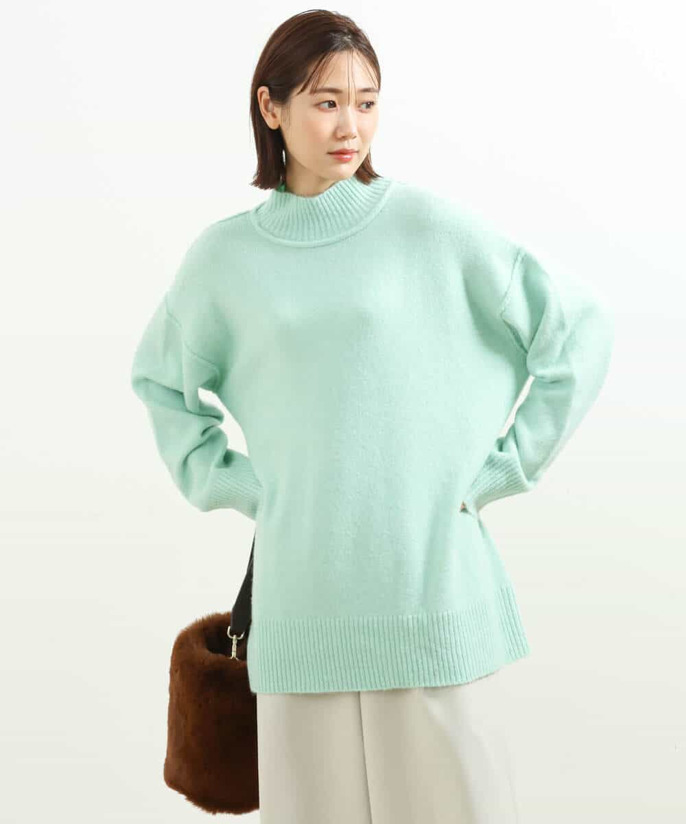 FKFDS08150 MK MICHEL KLEIN(MK ミッシェルクラン) ミドルゲージハイネックニット/洗える ミント