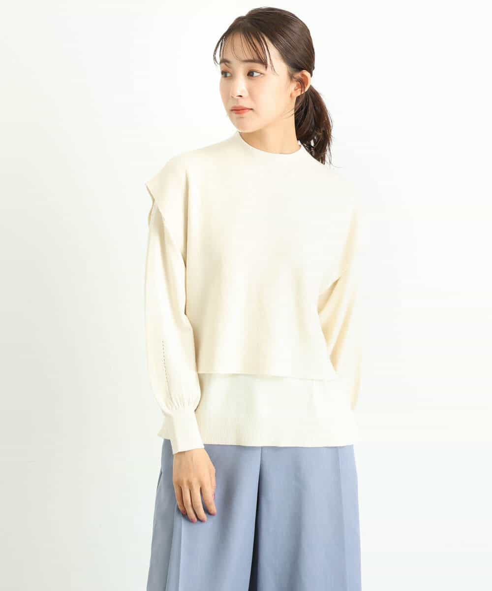 FKFDS10130 MK MICHEL KLEIN(MK ミッシェルクラン) ベスト×クルーネックニットトップス/洗える ライトブルー