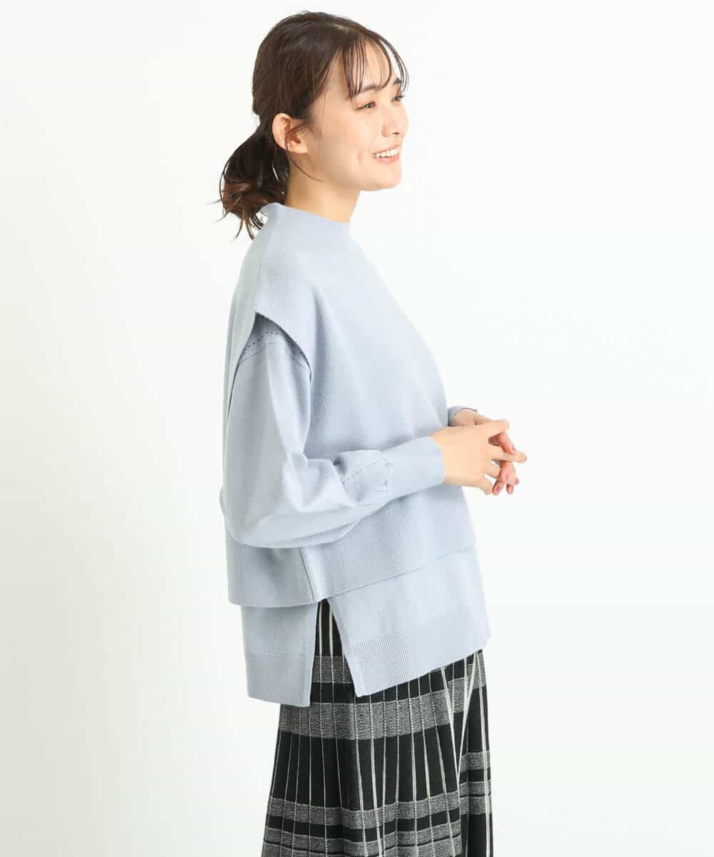 FKFDS10130 MK MICHEL KLEIN(MK ミッシェルクラン) ベスト×クルーネックニットトップス/洗える ライトブルー