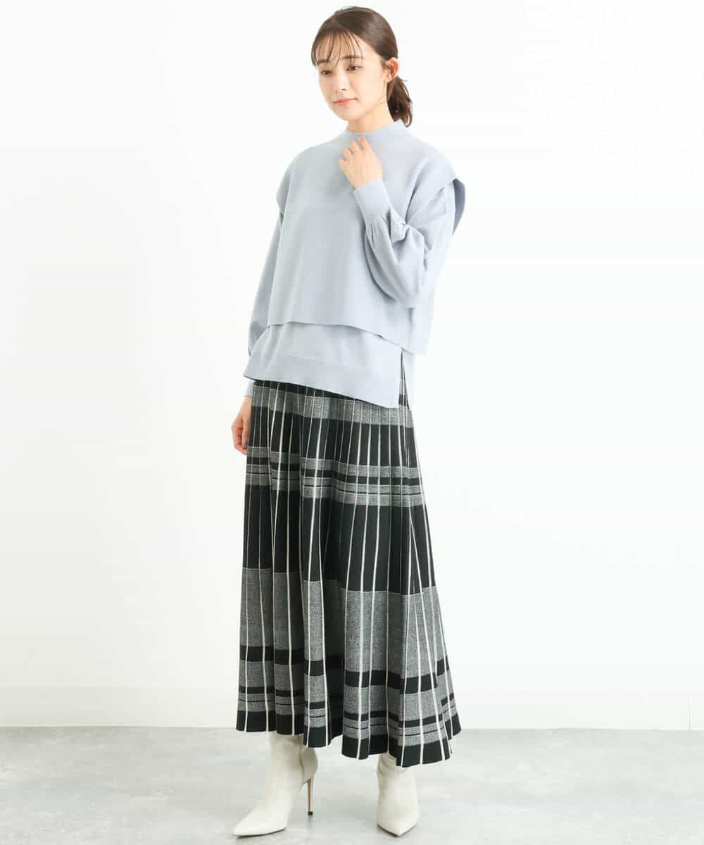 FKFDS10130 MK MICHEL KLEIN(MK ミッシェルクラン) ベスト×クルーネックニットトップス/洗える ライトブルー