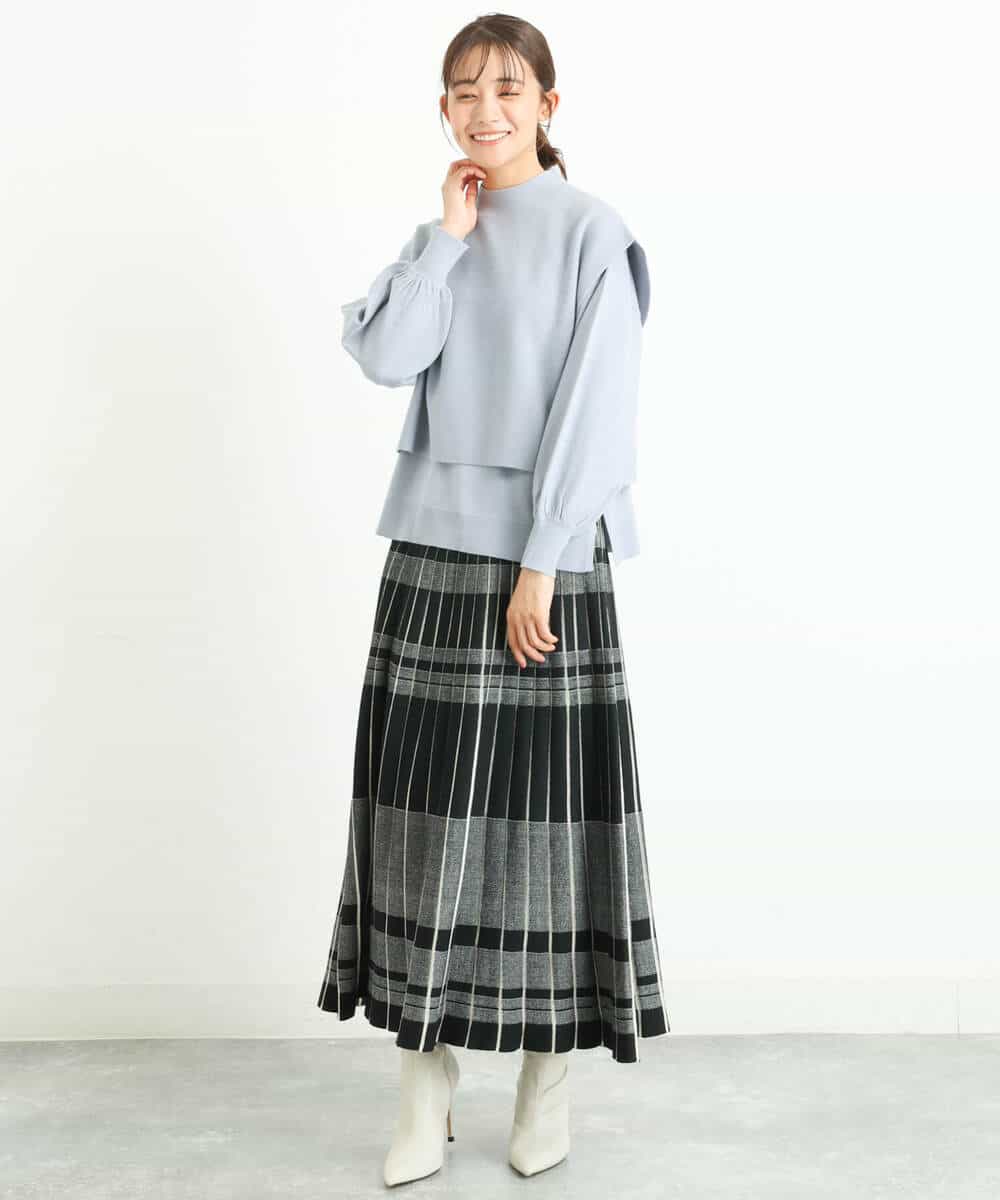 FKFDS10130 MK MICHEL KLEIN(MK ミッシェルクラン) ベスト×クルーネックニットトップス/洗える ライトブルー