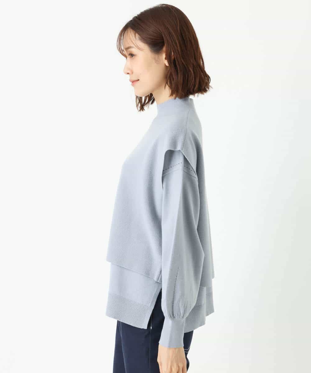 FKFDS10130 MK MICHEL KLEIN(MK ミッシェルクラン) ベスト×クルーネックニットトップス/洗える ライトブルー