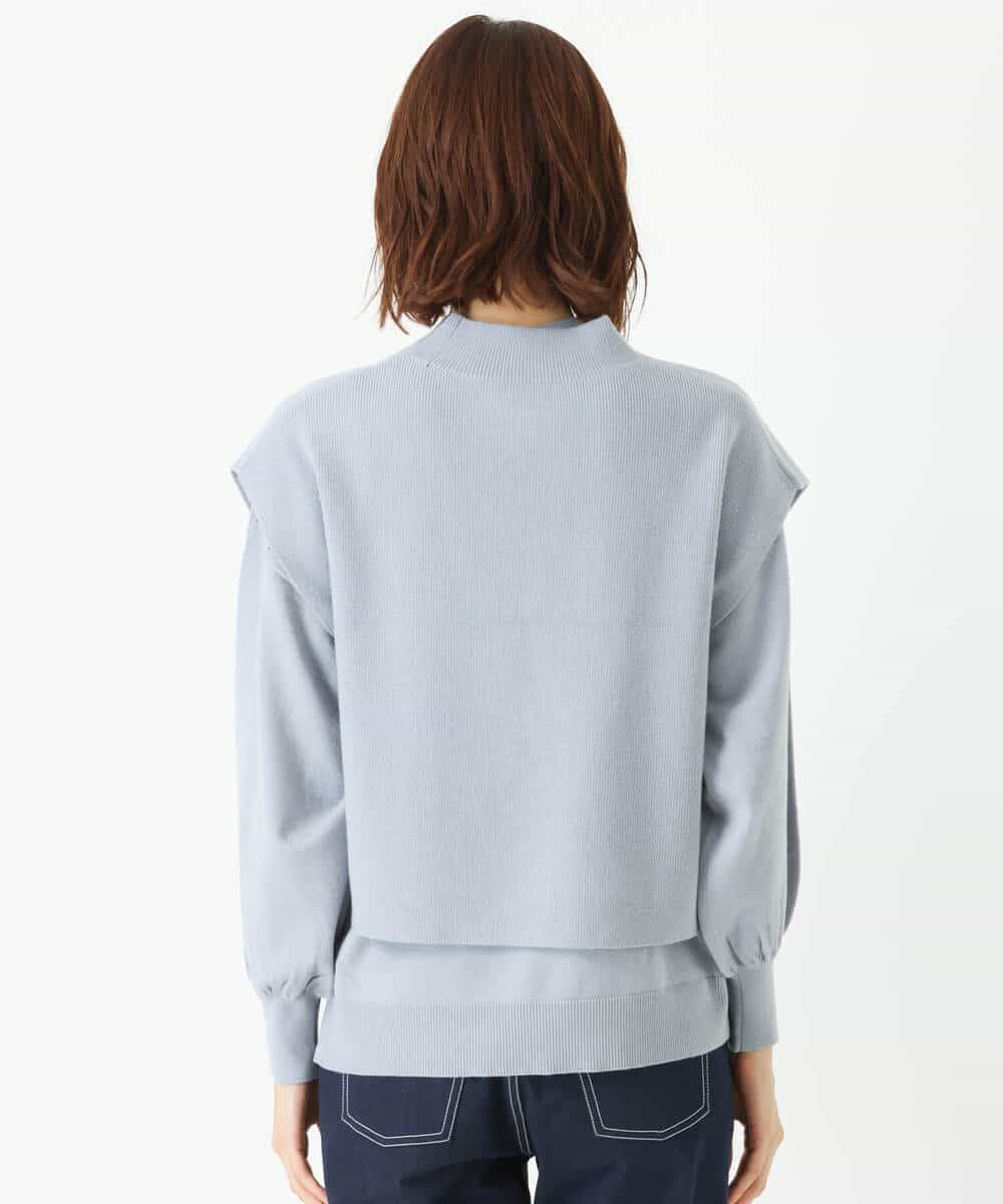 FKFDS10130 MK MICHEL KLEIN(MK ミッシェルクラン) ベスト×クルーネックニットトップス/洗える ライトブルー