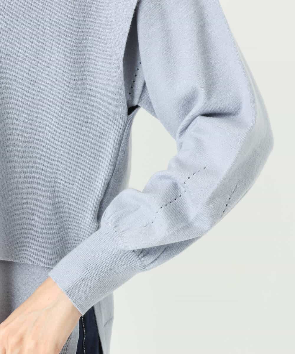 FKFDS10130 MK MICHEL KLEIN(MK ミッシェルクラン) ベスト×クルーネックニットトップス/洗える ライトブルー