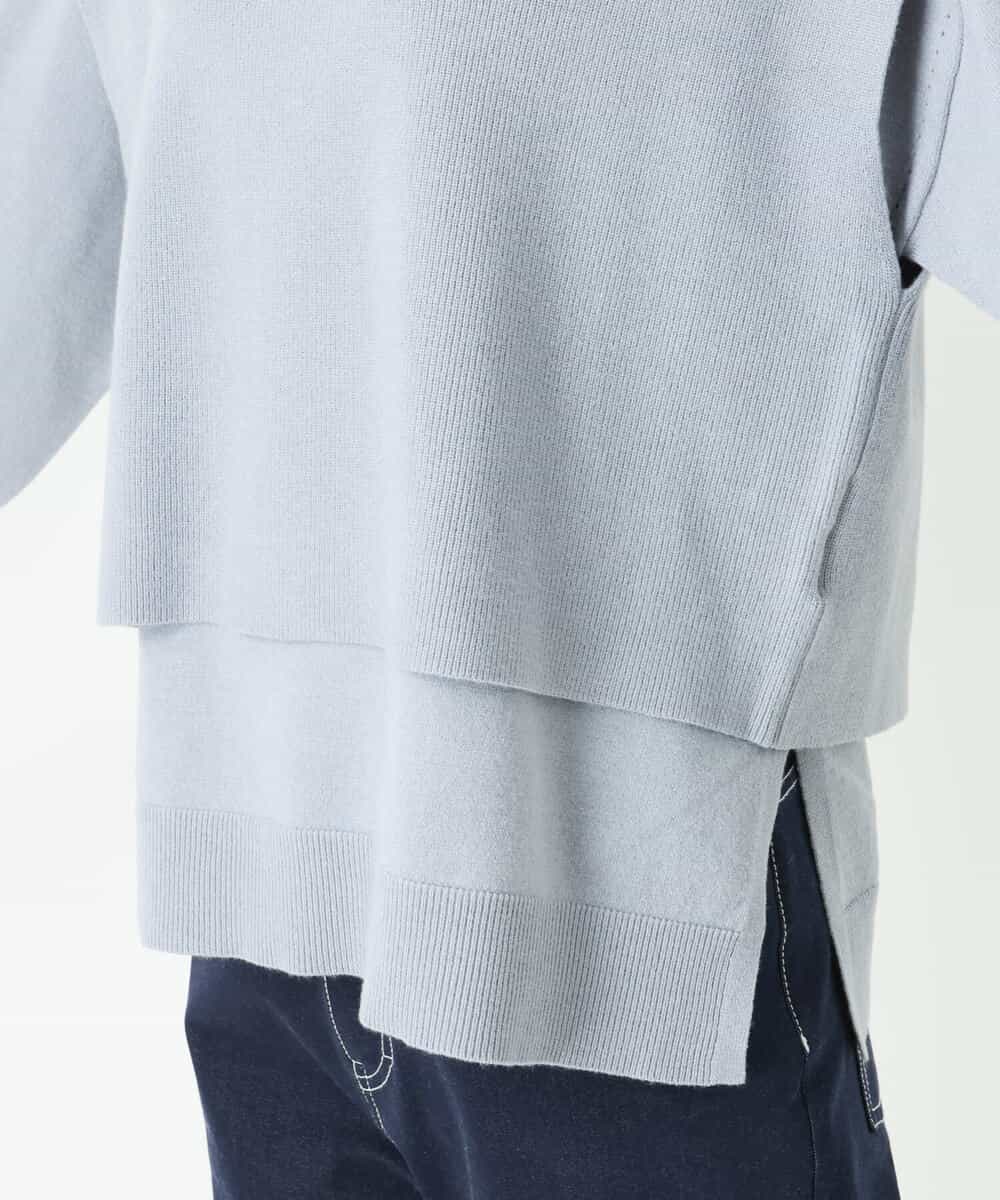 FKFDS10130 MK MICHEL KLEIN(MK ミッシェルクラン) ベスト×クルーネックニットトップス/洗える ライトブルー