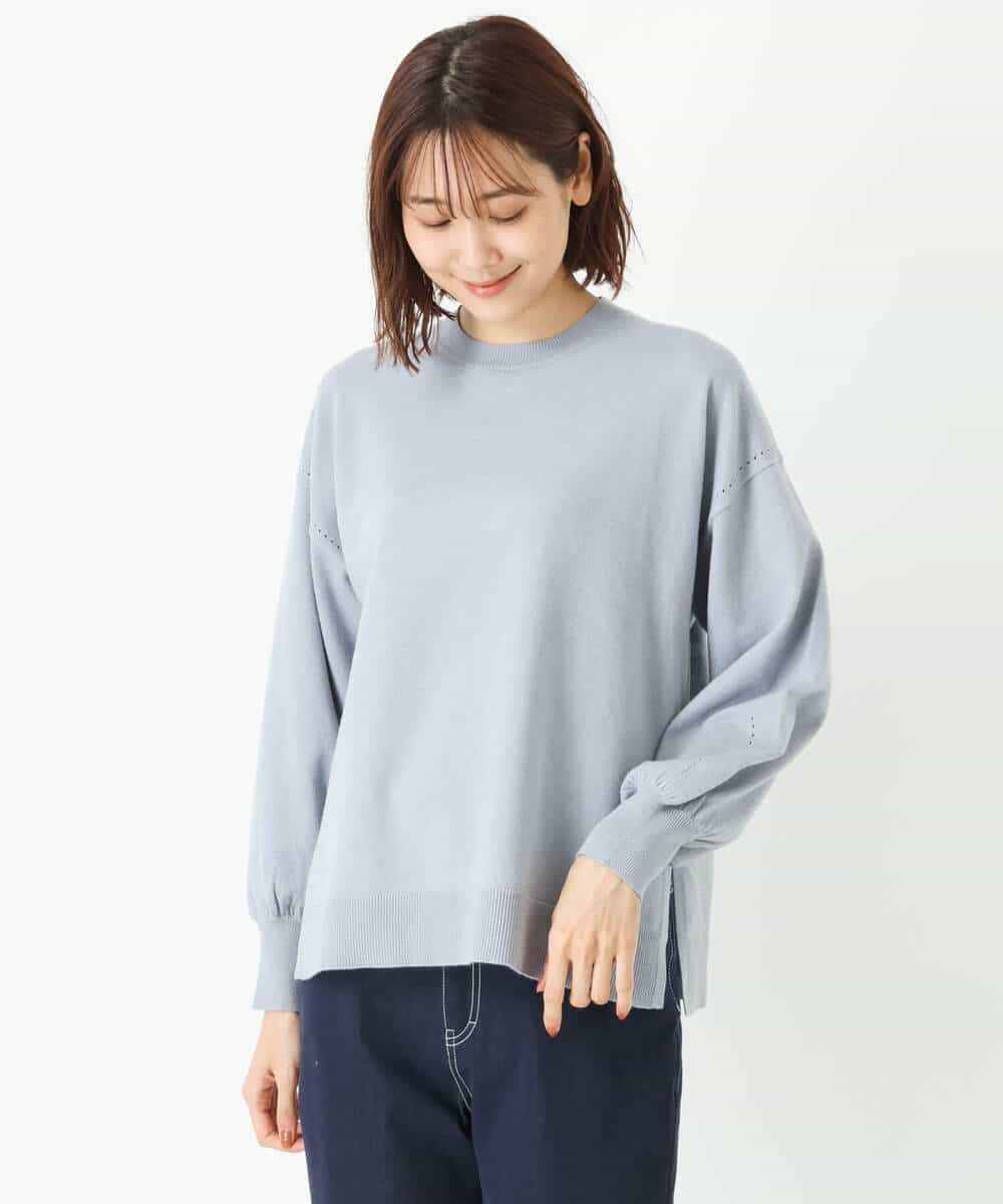FKFDS10130 MK MICHEL KLEIN(MK ミッシェルクラン) ベスト×クルーネックニットトップス/洗える ライトブルー
