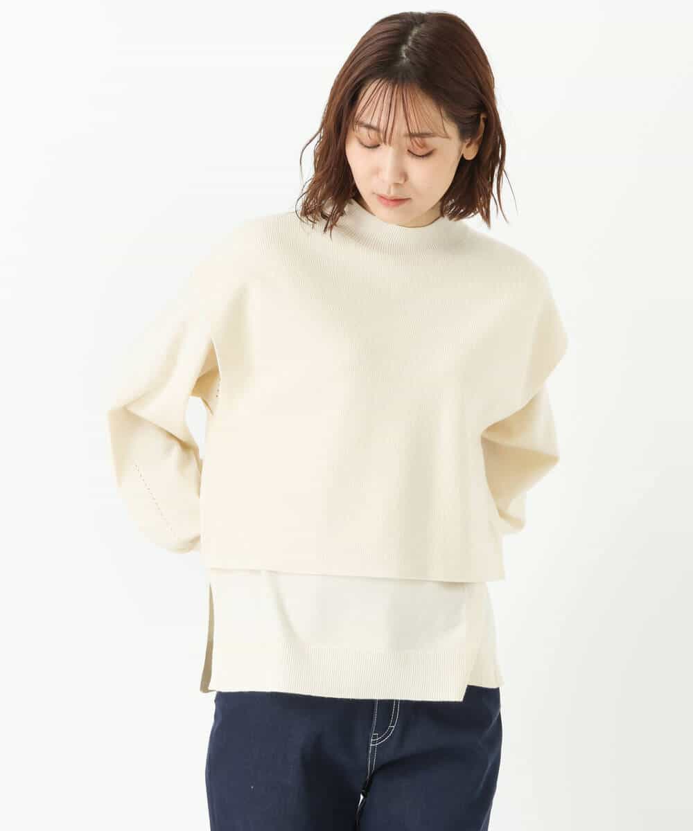 FKFDS10130 MK MICHEL KLEIN(MK ミッシェルクラン) ベスト×クルーネックニットトップス/洗える ライトブルー