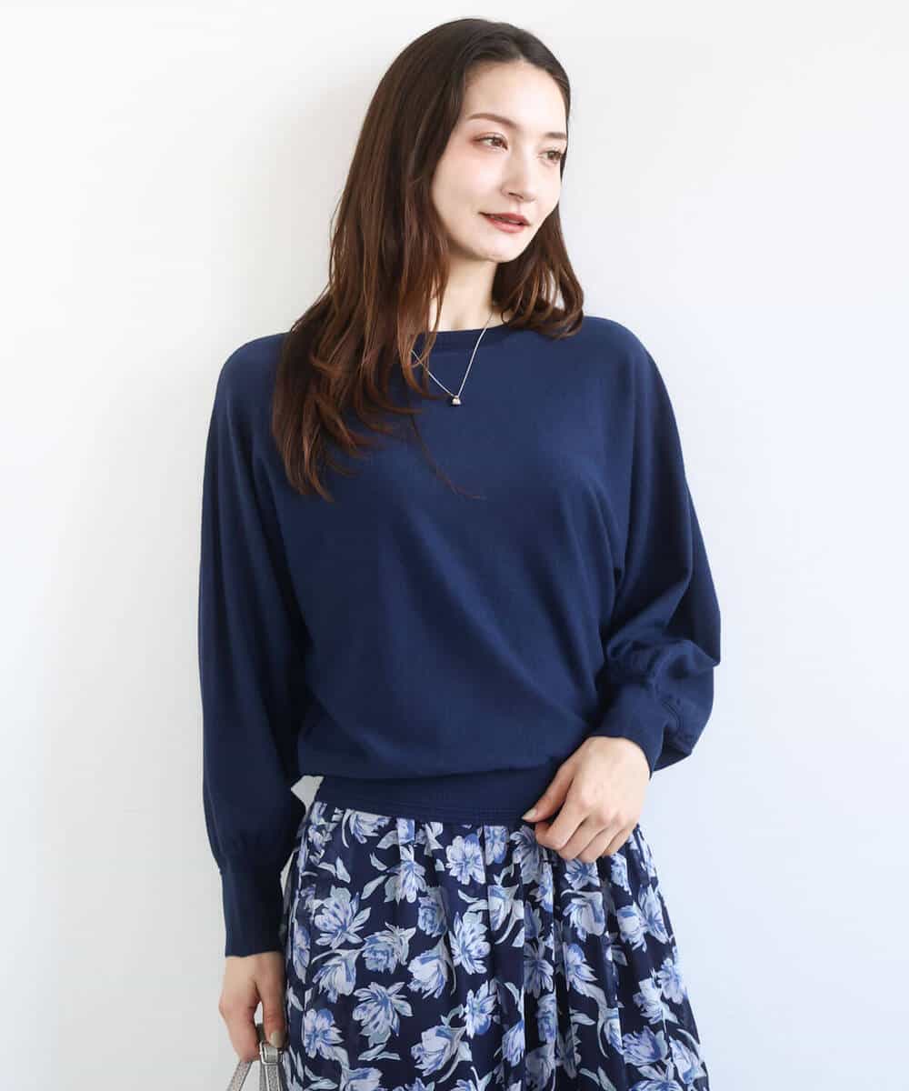 FKFFD20140 MK MICHEL KLEIN(MK ミッシェルクラン) 前後2wayラメドルマンニット/洗える ブルー