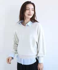 FKFFD20140 MK MICHEL KLEIN(MK ミッシェルクラン) 前後2wayラメドルマンニット/洗える ブルー