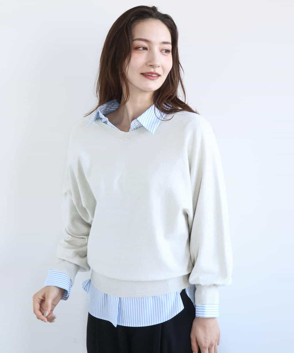 FKFFD20140 MK MICHEL KLEIN(MK ミッシェルクラン) 前後2wayラメドルマンニット/洗える ブルー