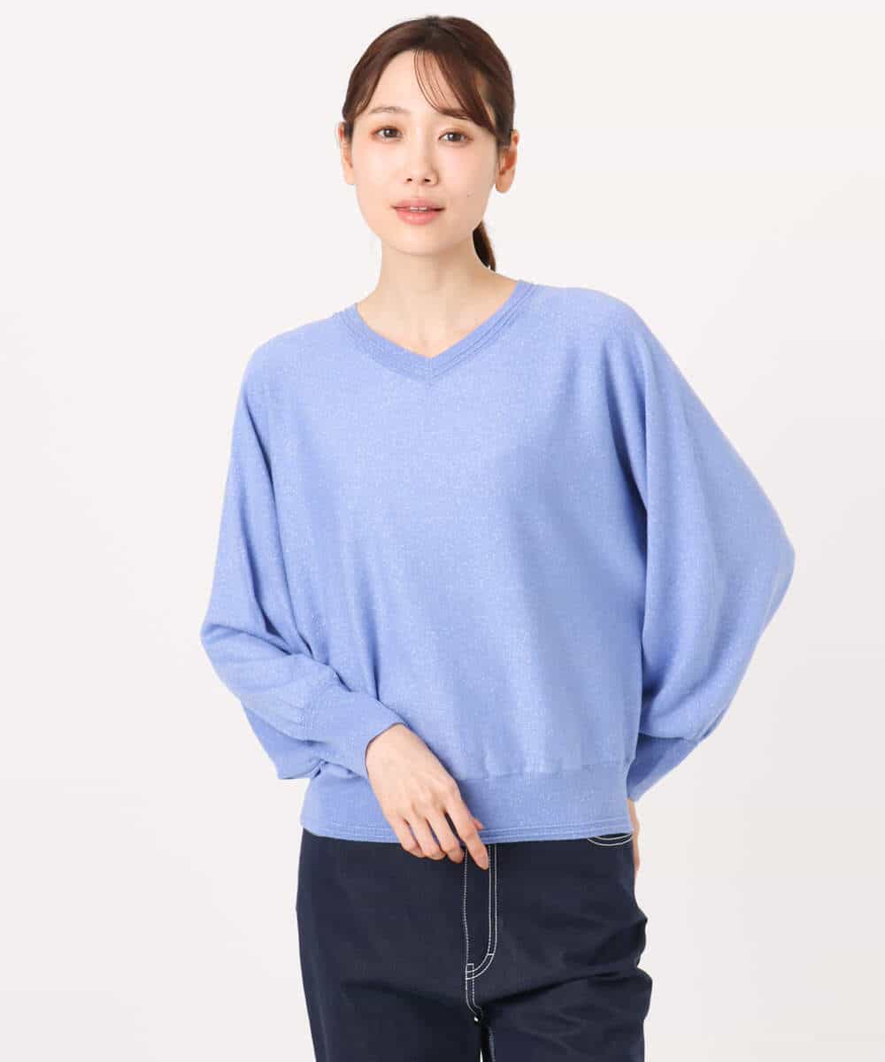 FKFFD20140 MK MICHEL KLEIN(MK ミッシェルクラン) 前後2wayラメドルマンニット/洗える ブルー