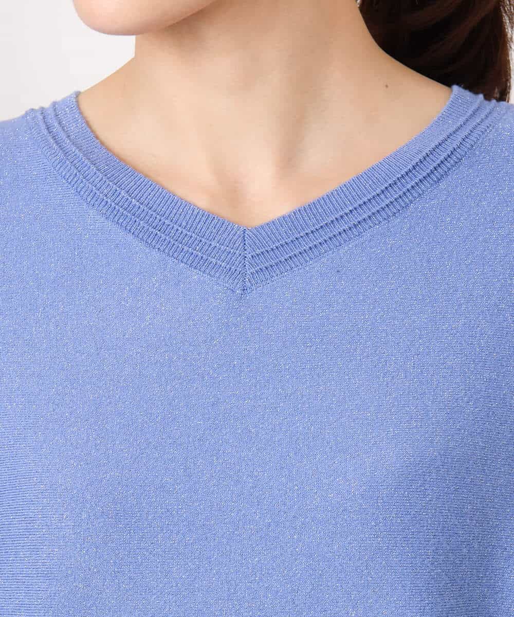 FKFFD20140 MK MICHEL KLEIN(MK ミッシェルクラン) 前後2wayラメドルマンニット/洗える ブルー