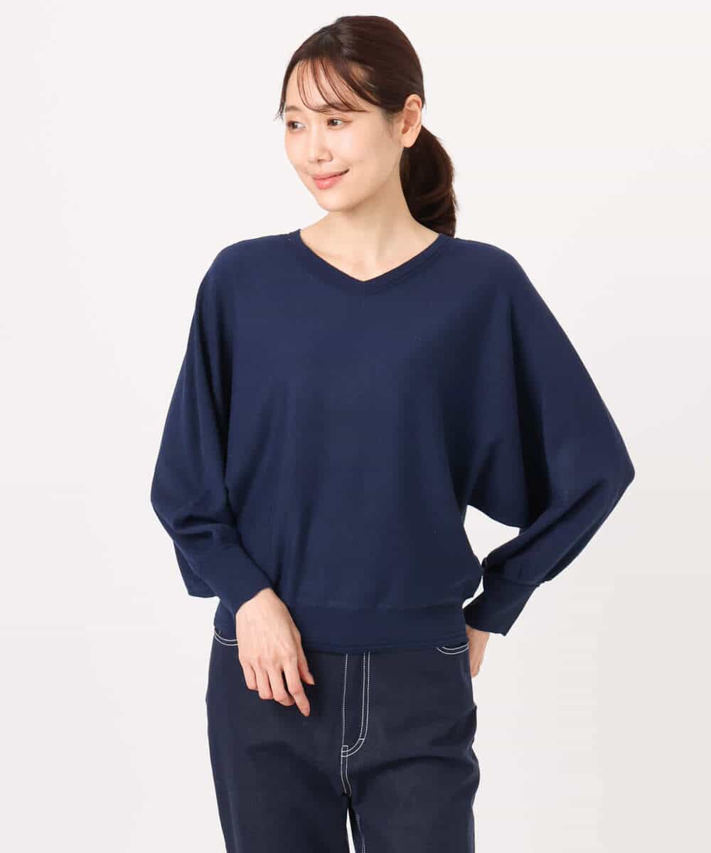 FKFFD20140 MK MICHEL KLEIN(MK ミッシェルクラン) 前後2wayラメドルマンニット/洗える ブルー