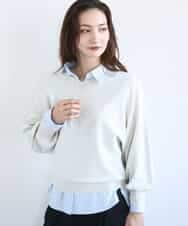 FKFFD20140 MK MICHEL KLEIN(MK ミッシェルクラン) 前後2wayラメドルマンニット/洗える ライトグレー