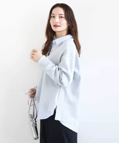 FKFFD21160 MK MICHEL KLEIN 衿付きラガーニット/洗える