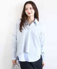 FKFFD21160 MK MICHEL KLEIN(MK ミッシェルクラン) 衿付きラガーニット/洗える ライトブルー