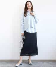 FKFFD21160 MK MICHEL KLEIN(MK ミッシェルクラン) 衿付きラガーニット/洗える ライトブルー