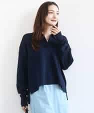 FKFFD21160 MK MICHEL KLEIN(MK ミッシェルクラン) 衿付きラガーニット/洗える ネイビー