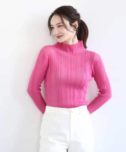 FKFFD22110 MK MICHEL KLEIN ハイネックシアーリブニット/洗える