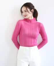 FKFFD22110 MK MICHEL KLEIN(MK ミッシェルクラン) ハイネックシアーリブニット/洗える ピンク