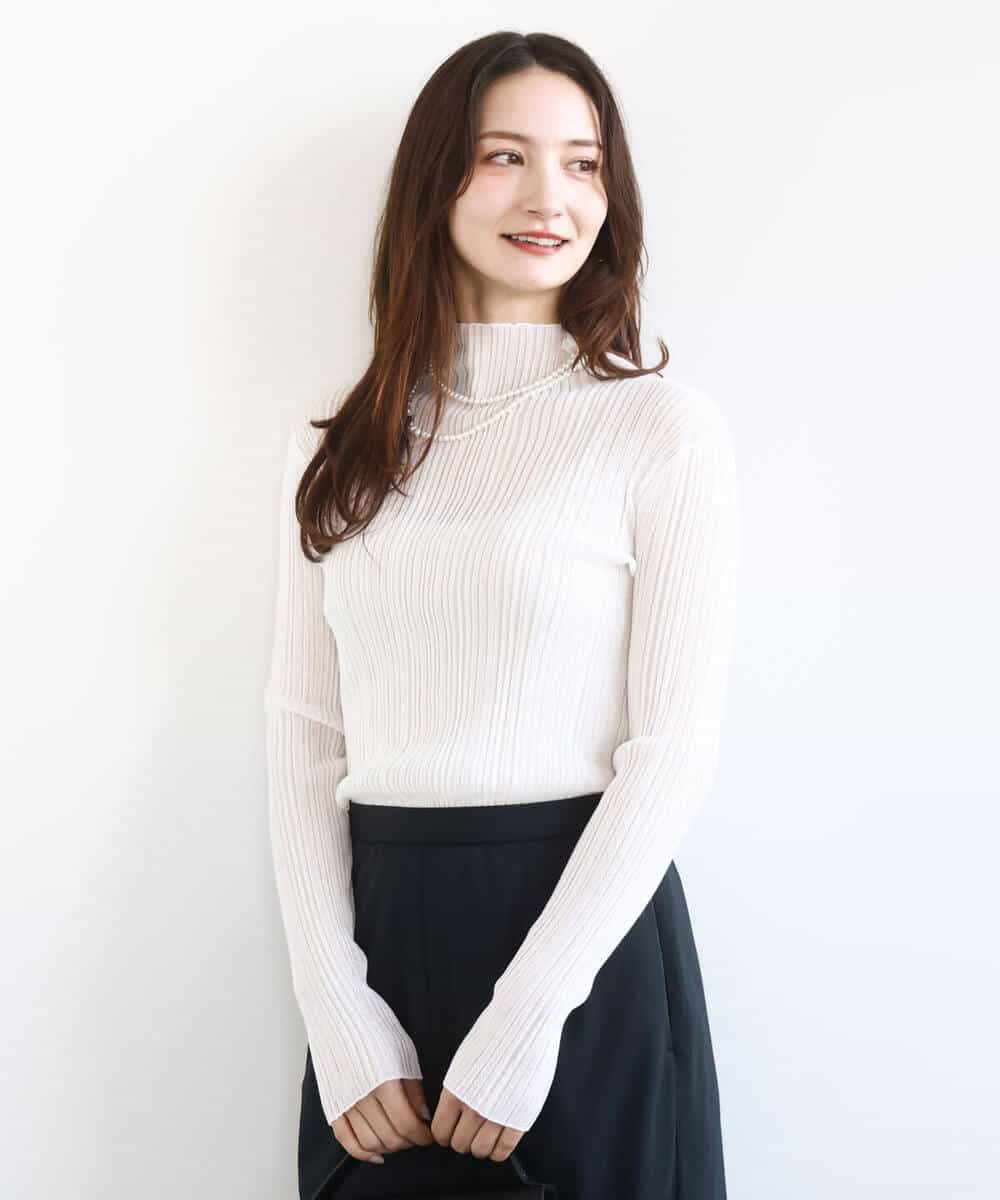 FKFFD22110 MK MICHEL KLEIN(MK ミッシェルクラン) ハイネックシアーリブニット/洗える ピンク