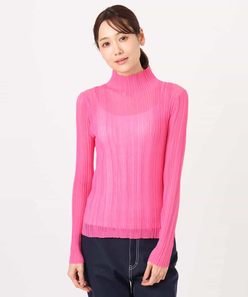 FKFFD22110 MK MICHEL KLEIN(MK ミッシェルクラン) ハイネックシアーリブニット/洗える ピンク