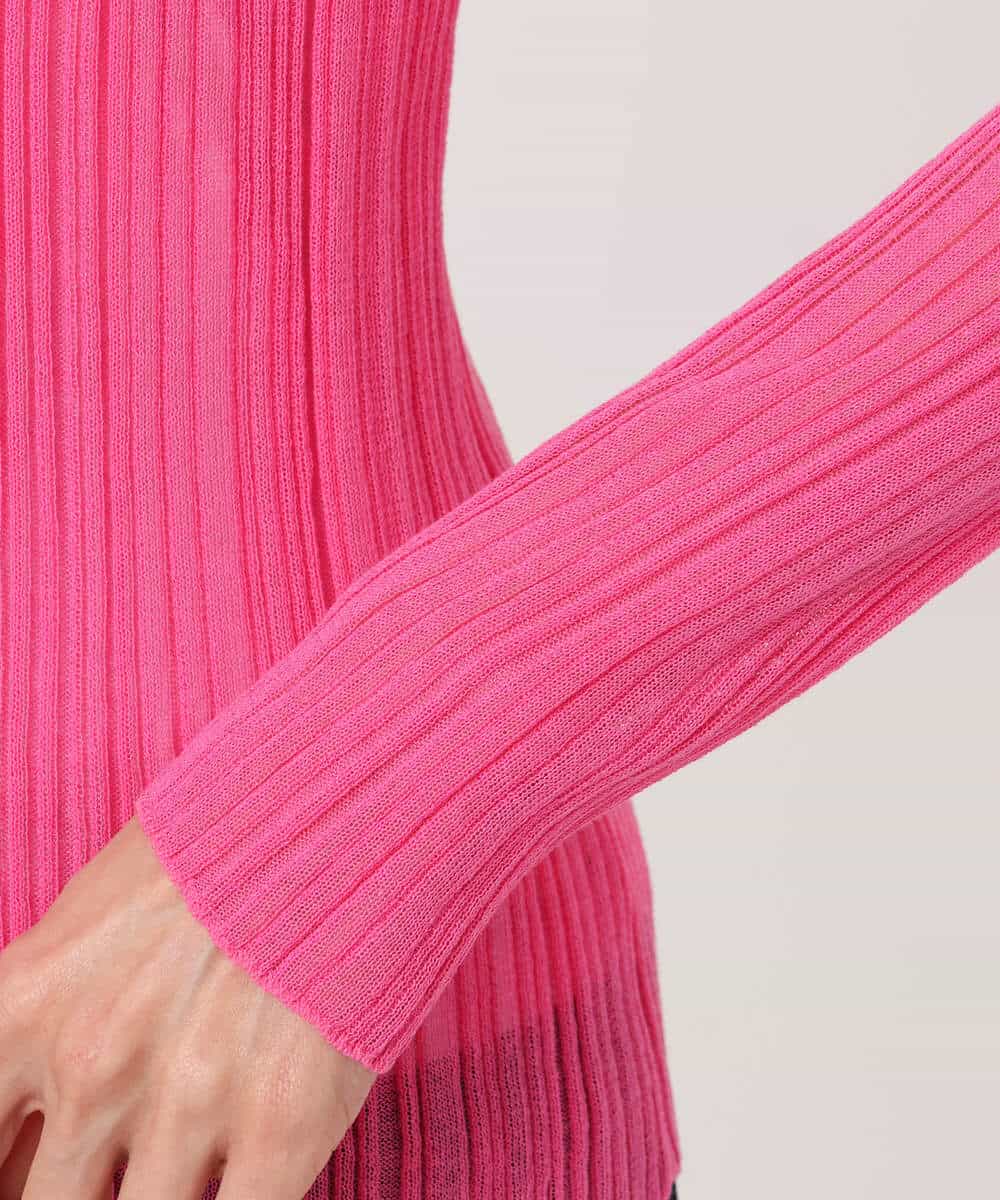 FKFFD22110 MK MICHEL KLEIN(MK ミッシェルクラン) ハイネックシアーリブニット/洗える ピンク