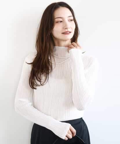 FKFFD22110 MK MICHEL KLEIN ハイネックシアーリブニット/洗える