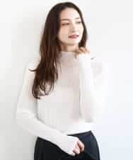 FKFFD22110 MK MICHEL KLEIN(MK ミッシェルクラン) ハイネックシアーリブニット/洗える ホワイト