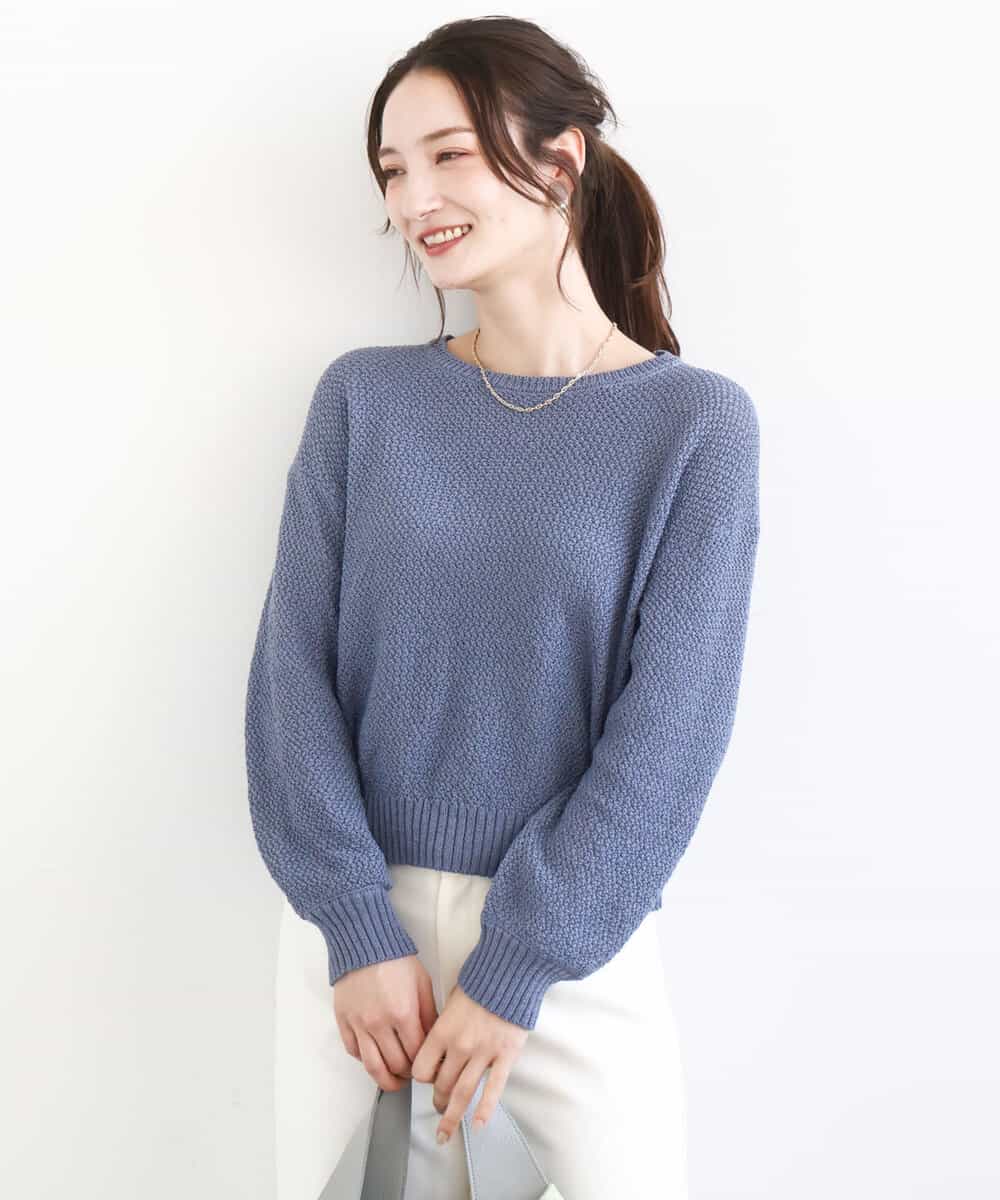 FKFFD23140 MK MICHEL KLEIN(MK ミッシェルクラン) 鹿の子編みニット/洗える ブルー