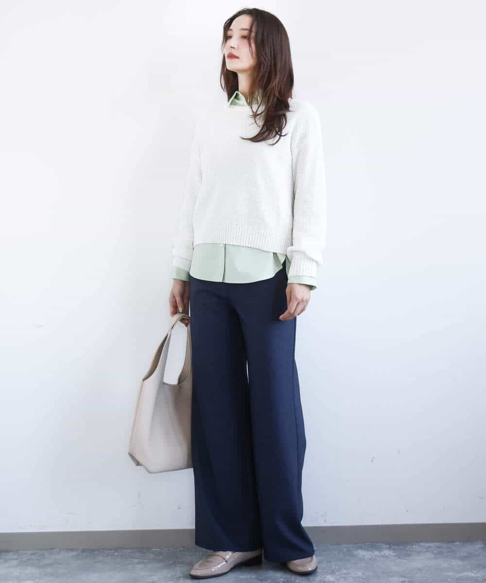 FKFFD23140 MK MICHEL KLEIN(MK ミッシェルクラン) 鹿の子編みニット/洗える ブルー