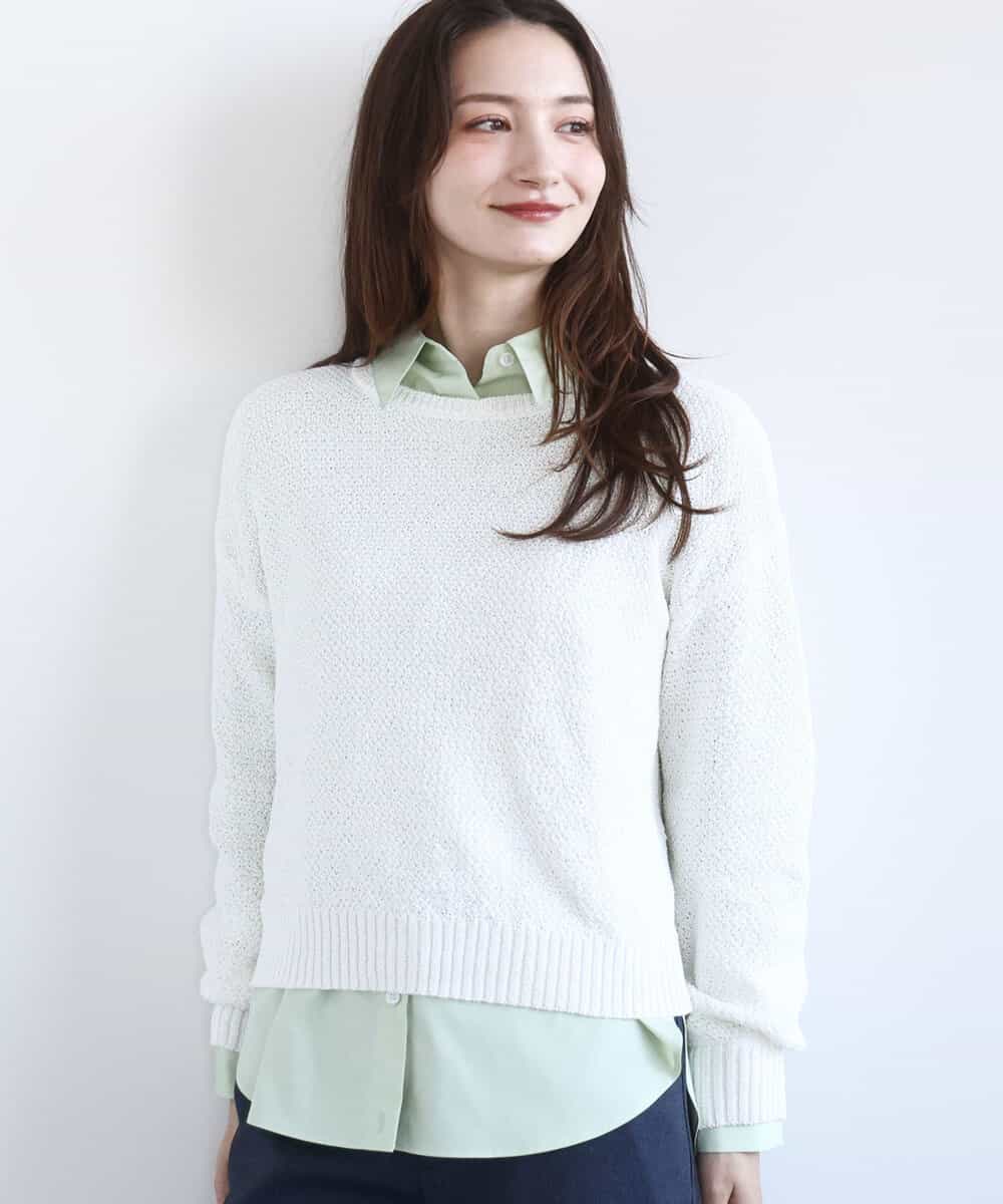 FKFFD23140 MK MICHEL KLEIN(MK ミッシェルクラン) 鹿の子編みニット/洗える ホワイト