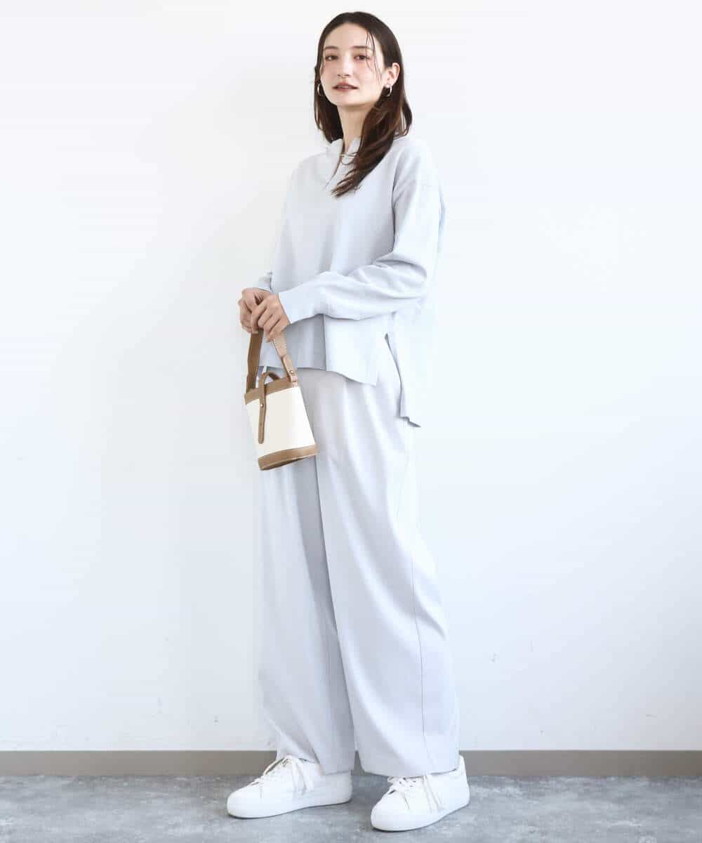 FKFFD24160 MK MICHEL KLEIN(MK ミッシェルクラン) フロントファスナーデザインニット/洗える ライトグレー