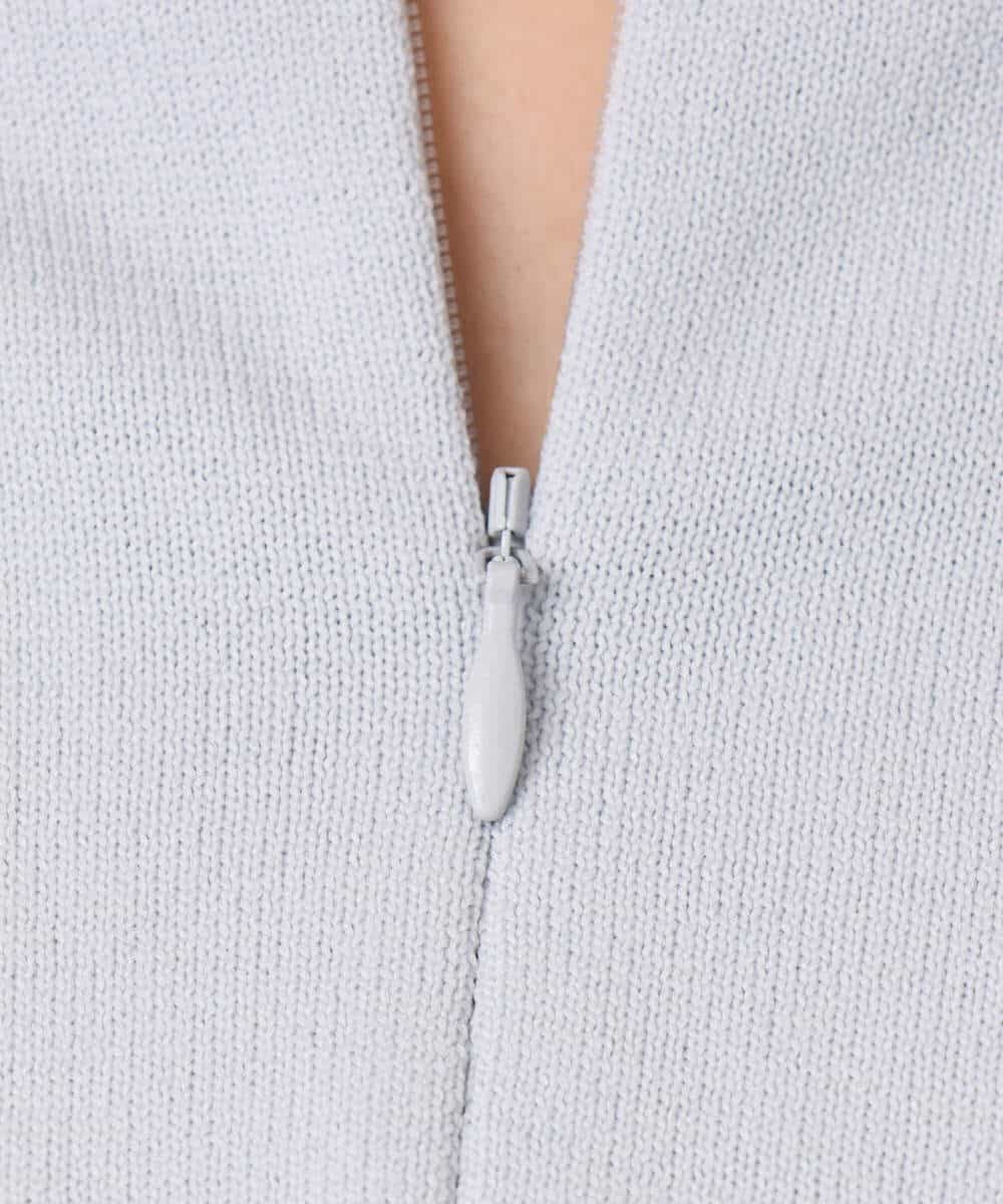 FKFFD24160 MK MICHEL KLEIN(MK ミッシェルクラン) フロントファスナーデザインニット/洗える ライトグレー