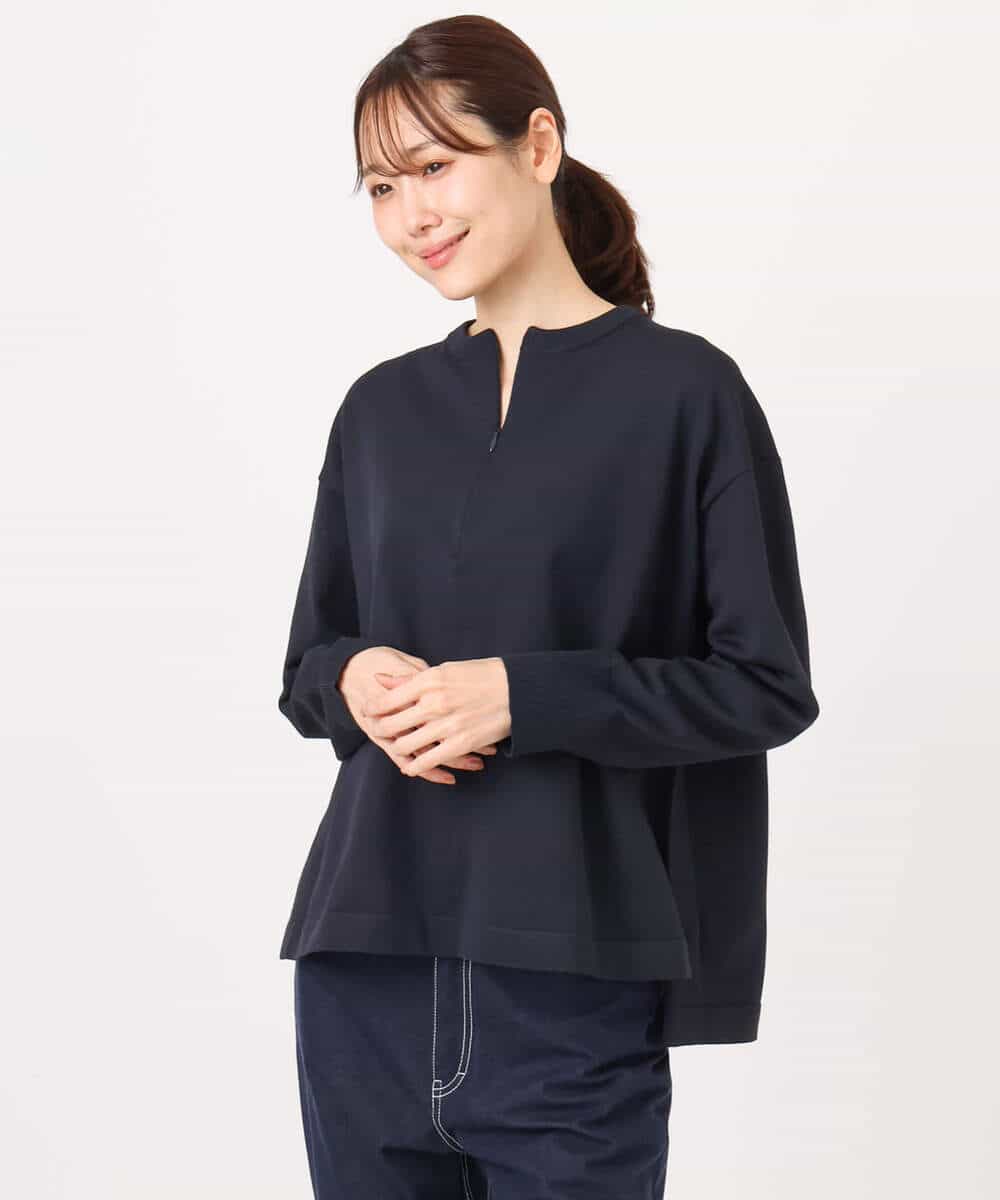 FKFFD24160 MK MICHEL KLEIN(MK ミッシェルクラン) フロントファスナーデザインニット/洗える ライトグレー