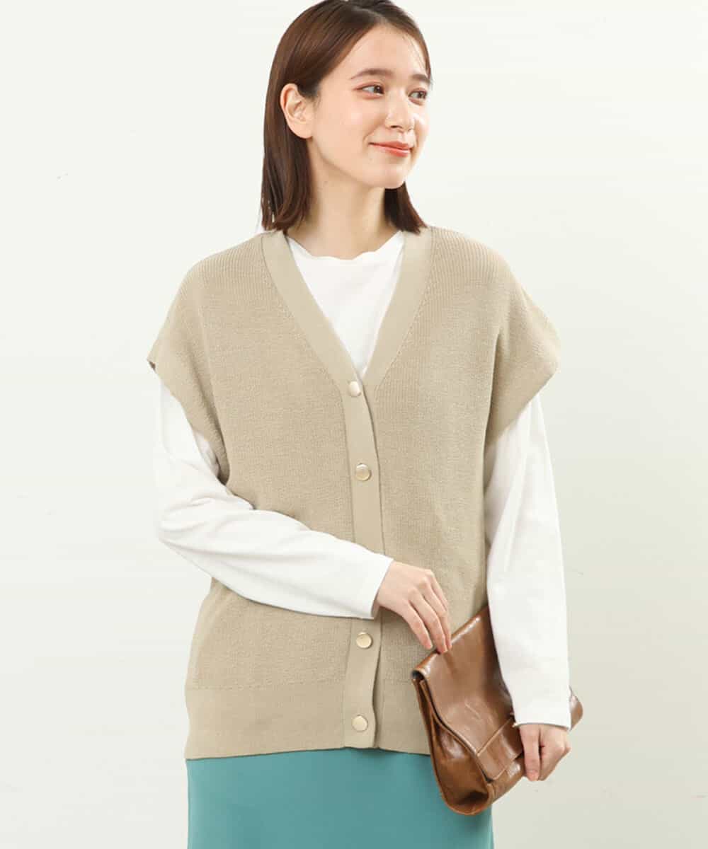 FKFFS16150 MK MICHEL KLEIN(MK ミッシェルクラン) ニットベスト×ロンTツインセット/洗える ベージュ