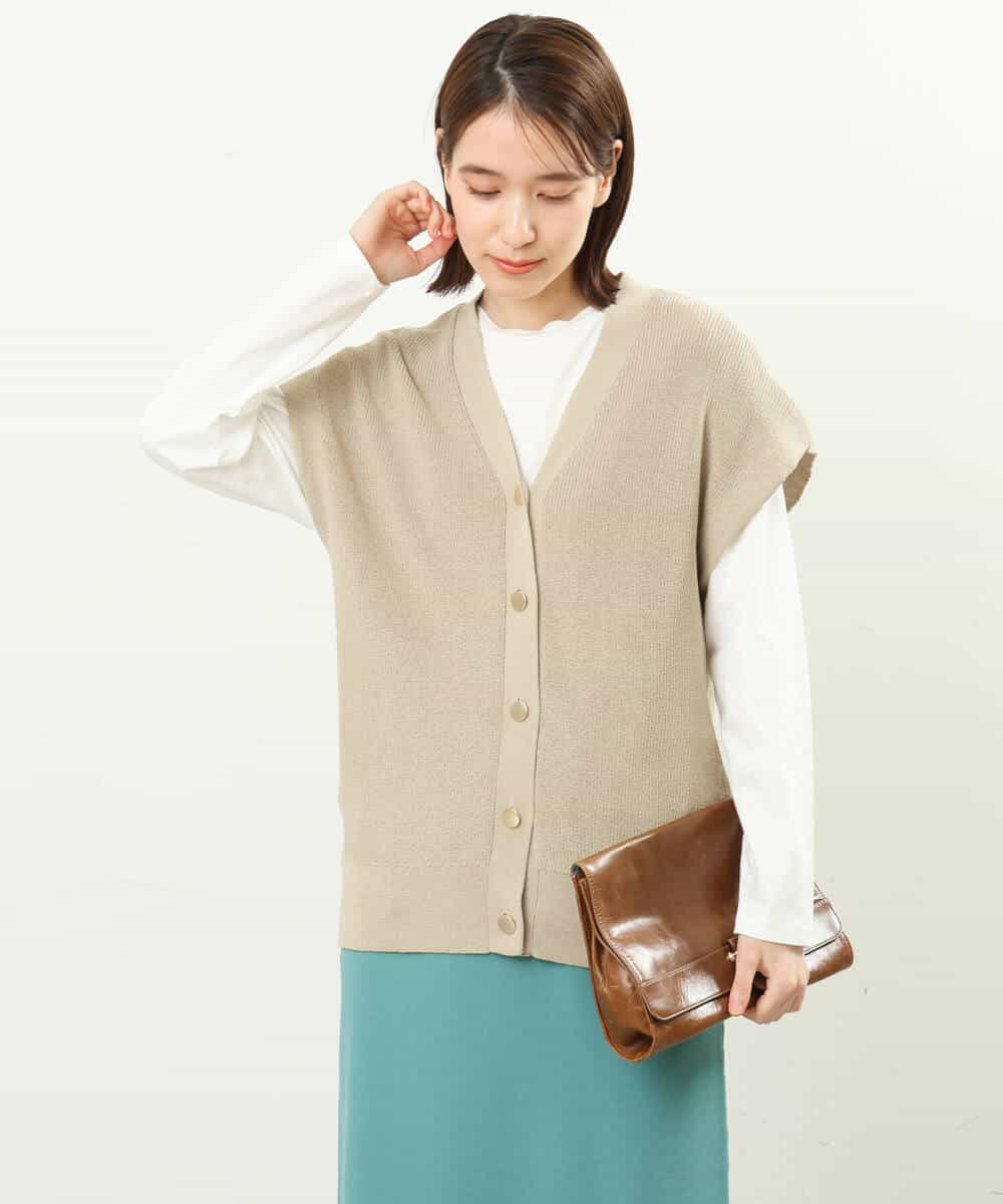 FKFFS16150 MK MICHEL KLEIN(MK ミッシェルクラン) ニットベスト×ロンTツインセット/2way/洗える ベージュ