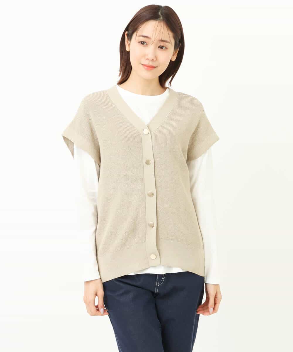 FKFFS16150 MK MICHEL KLEIN(MK ミッシェルクラン) ニットベスト×ロンTツインセット/2way/洗える ベージュ