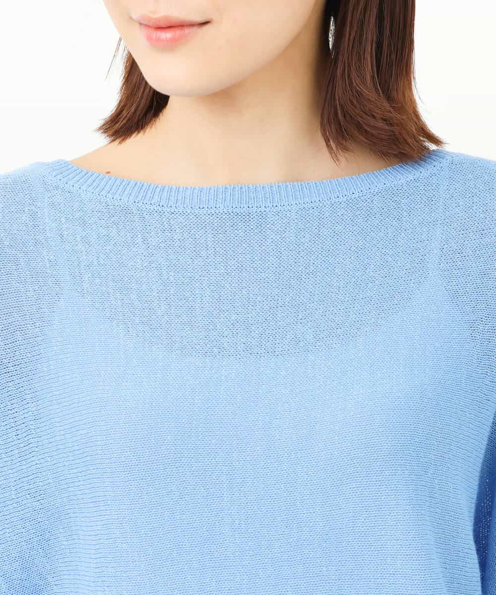 FKFFS17125 MK MICHEL KLEIN(MK ミッシェルクラン) ナチュラルテープヤーンドルマンスリーブニット/洗える ブルー