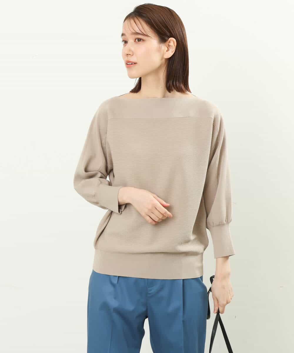 FKFFS18130 MK MICHEL KLEIN(MK ミッシェルクラン) ボートネックニット/洗える イエロー