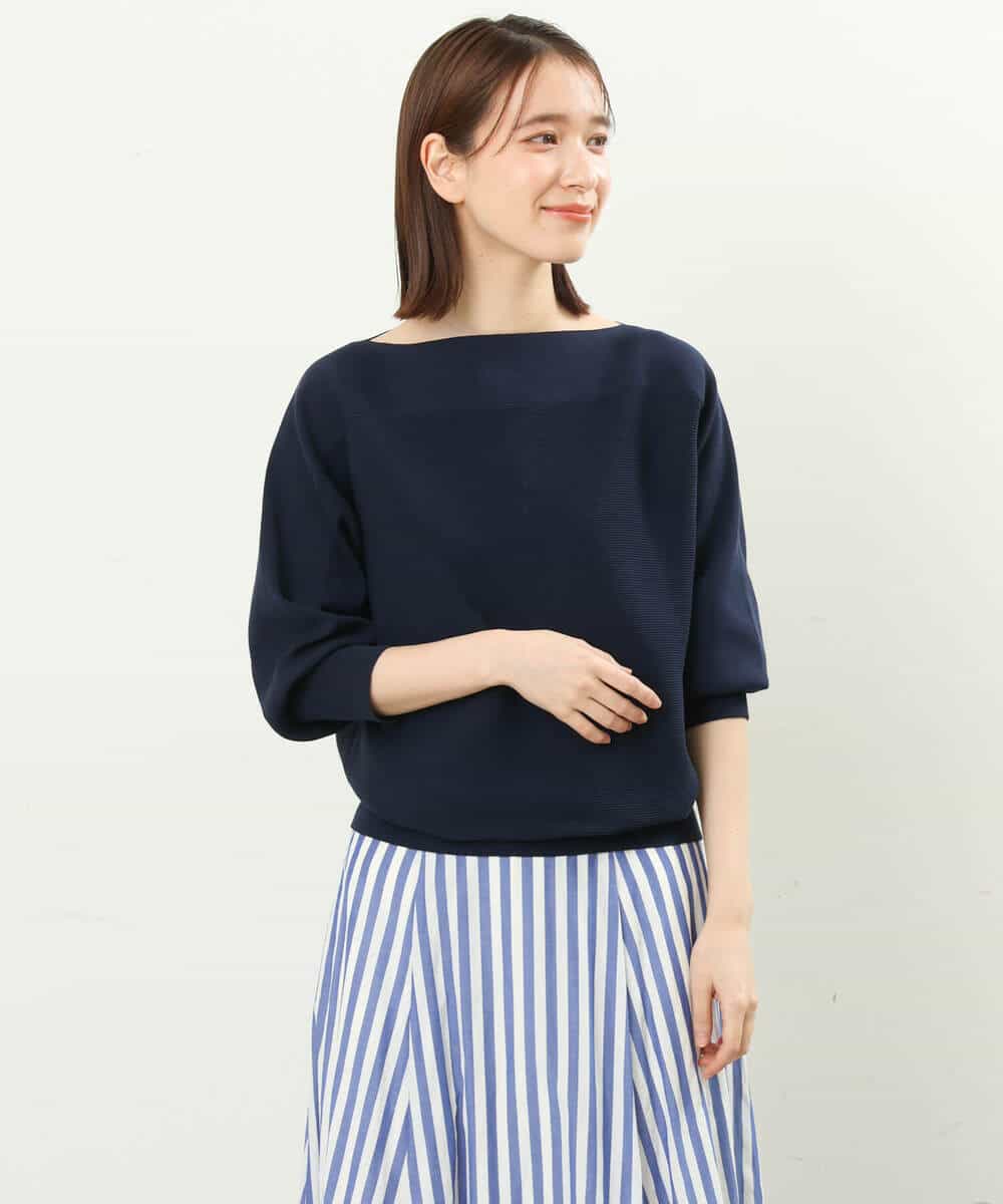 FKFFS18130 MK MICHEL KLEIN(MK ミッシェルクラン) ボートネックニット/洗える イエロー