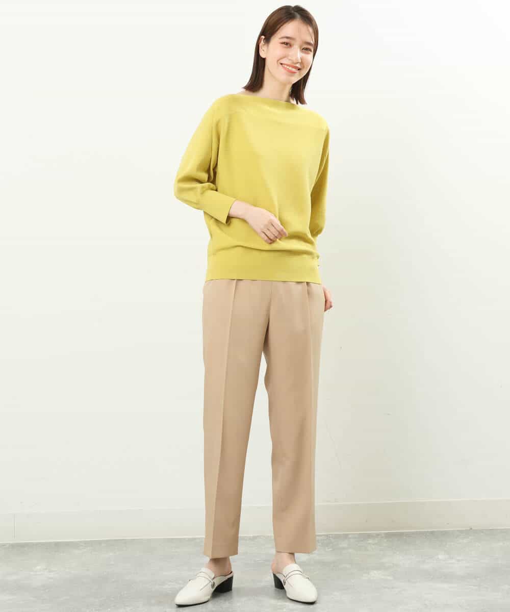 FKFFS18130 MK MICHEL KLEIN(MK ミッシェルクラン) ボートネックニット/洗える イエロー