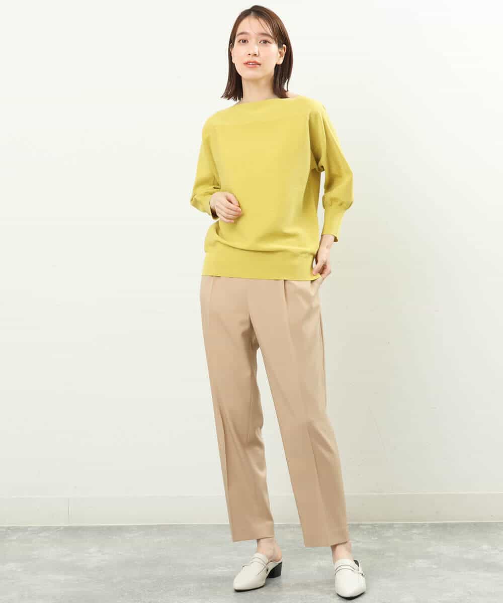 FKFFS18130 MK MICHEL KLEIN(MK ミッシェルクラン) ボートネックニット/洗える イエロー
