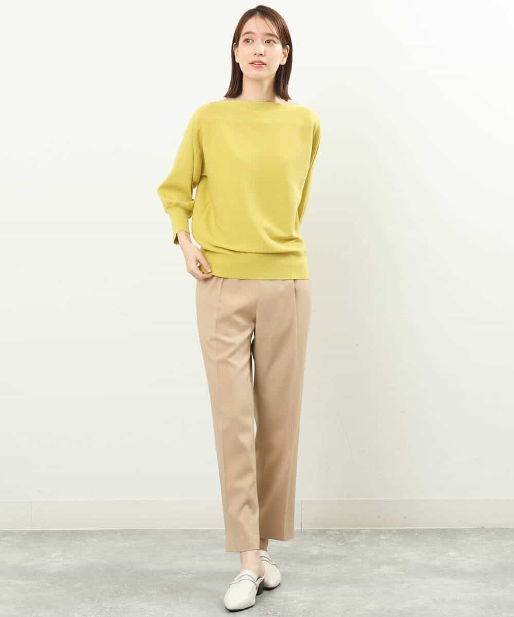 FKFFS18130 MK MICHEL KLEIN(MK ミッシェルクラン) ボートネックニット/洗える イエロー