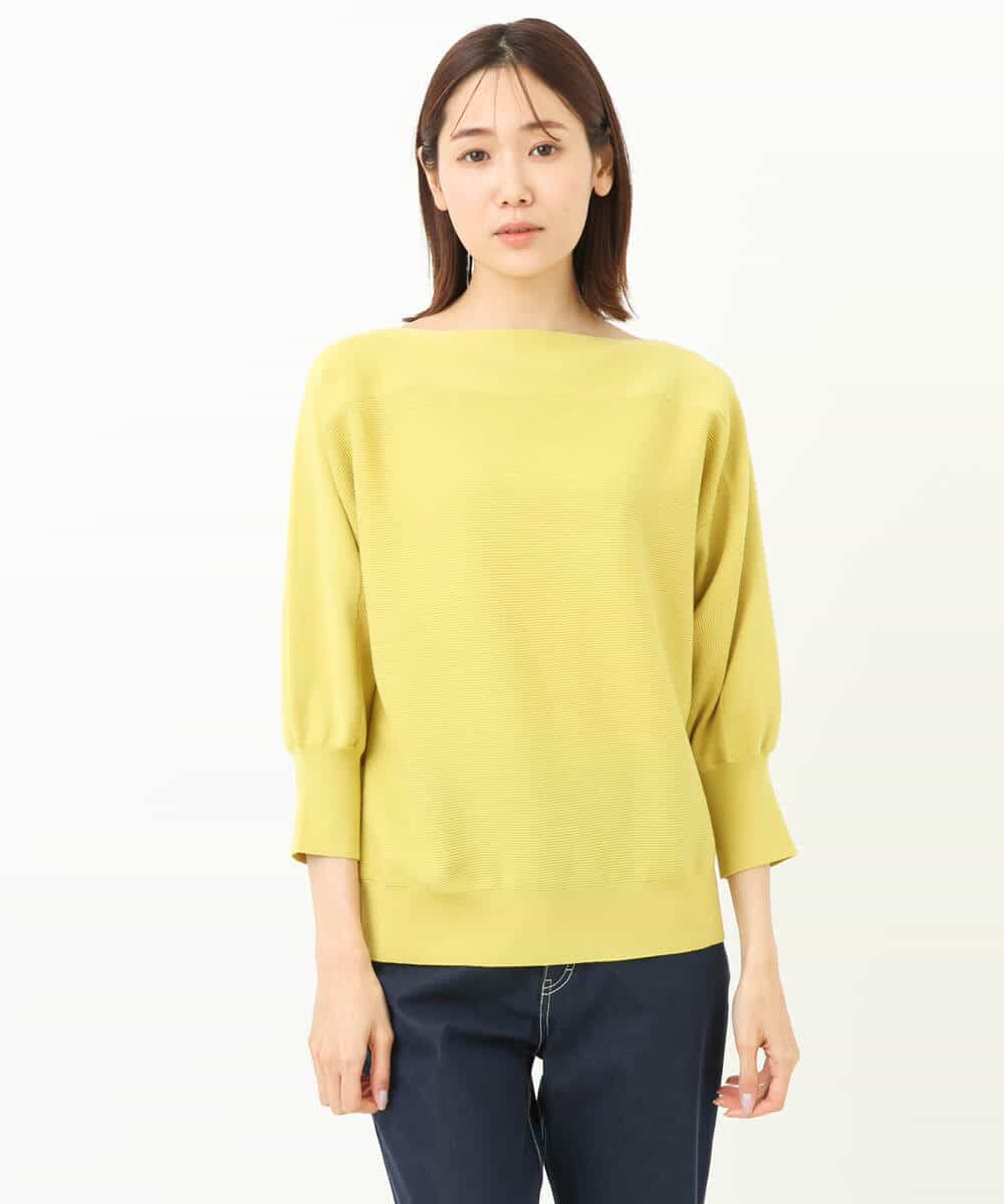 FKFFS18130 MK MICHEL KLEIN(MK ミッシェルクラン) ボートネックニット/洗える イエロー